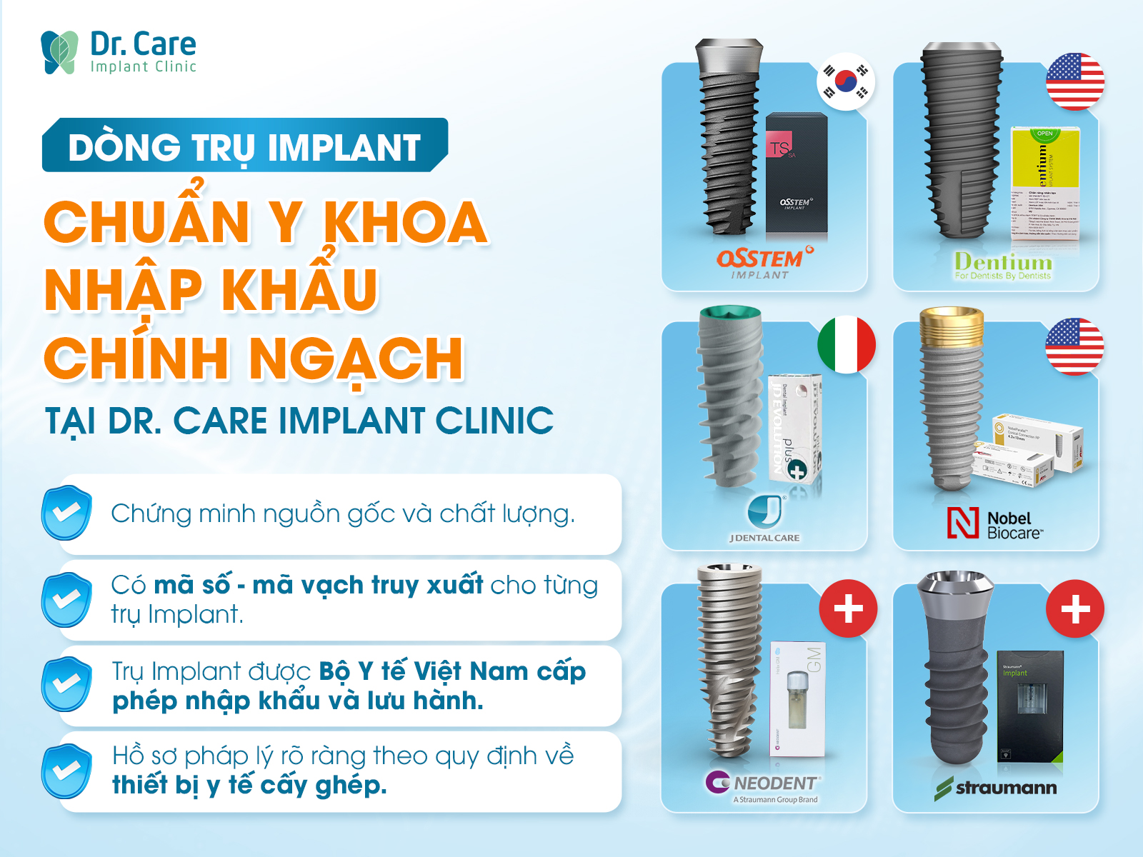 Cấu tạo một răng Implant hoàn chỉnh: trụ Implant, Abutment và mão răng sứ